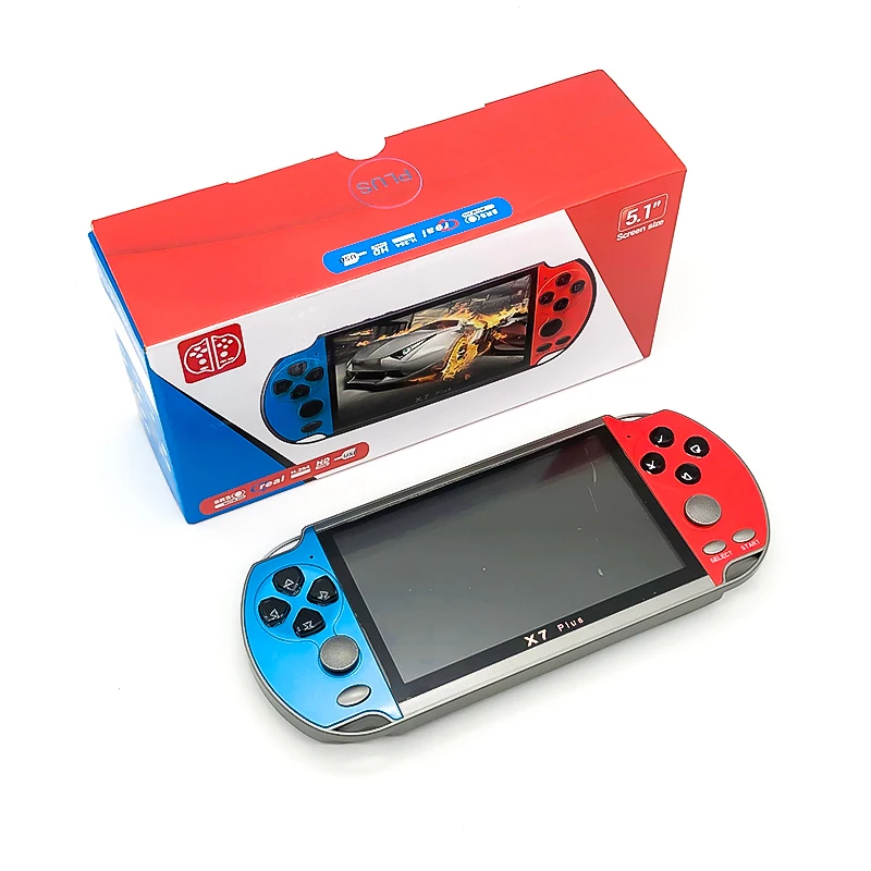 X7 Plus 128Bit Handheld Game Player 5.1 inch LCD Color 8GB Double Rocker Video Game Player Built-in 2000+ Games