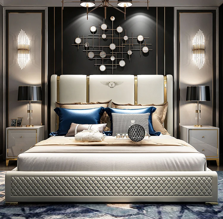 для взрослых, лофт, деревянные кровати, кожаная мебель, набор для комнаты, двойная рамка, Современный итальянский дизайн