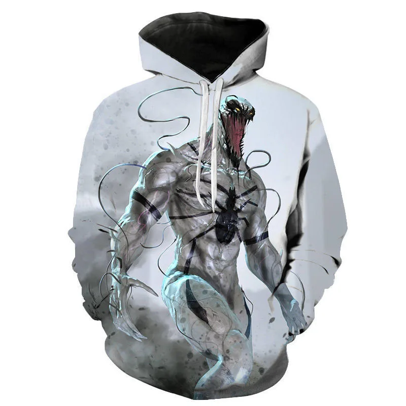 Lcool Custom Men Hip Hop Sportswear Venom Hoodie 3D Printed Oversize Sweatshirts Hoodies