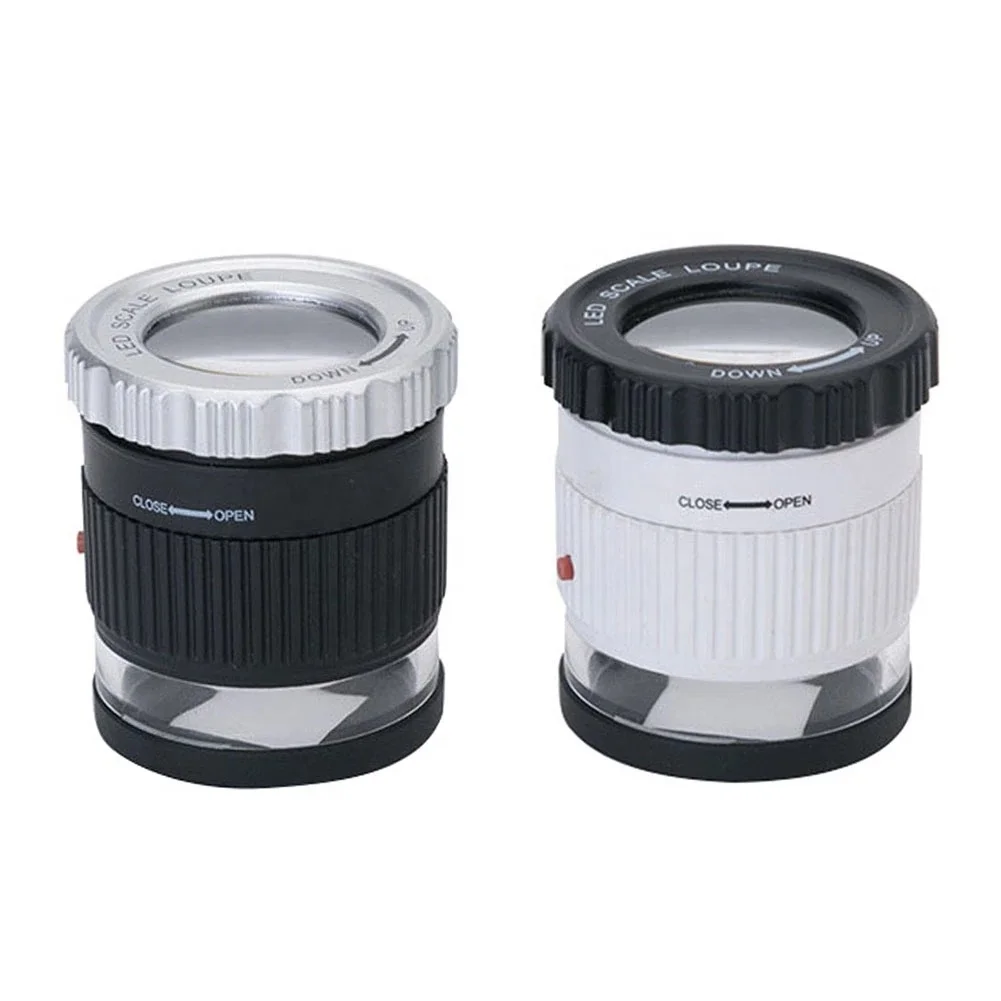 30X Handheld Cylindrical Magnifier Mini Pocket Jewelers Magnifier Glass Lens with LED UV Lamp Jewelry Magnify Loupe Jewelry Tool
