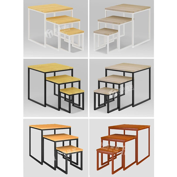 Meicheng 3 Size Tables Sales Promotion Desks Product Shop Display Stand Wood/Metal