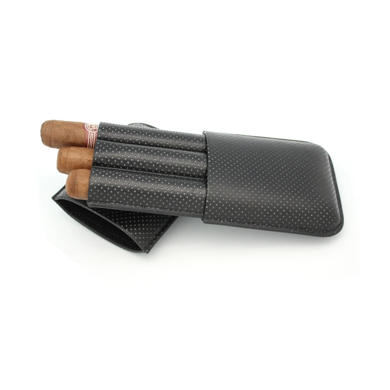 Custom Zigarren Boveda Cigar Tobacco Fashion Leather Wood Inner Layer 3 Cigar Box Travel Cigar Box