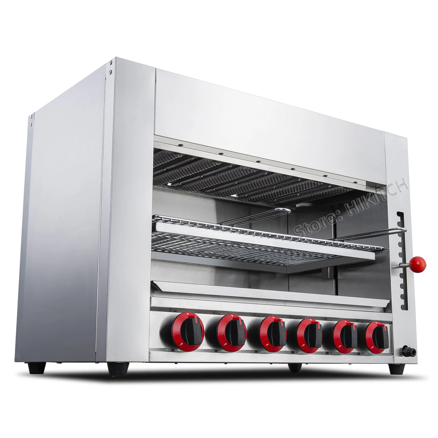 Smokeless LPG gas salamander grill commercial 6 burner chicken roast grill LPG top heat gas charbroiler