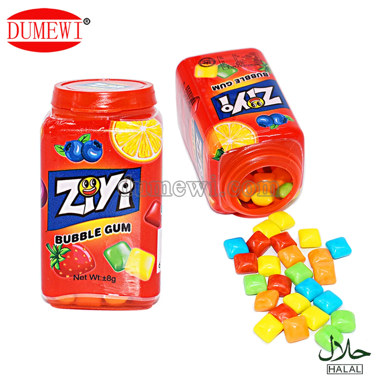 Red Square Bottle Fruit Flavor Rainbow Bubble Gum Mini Gum Wholesale