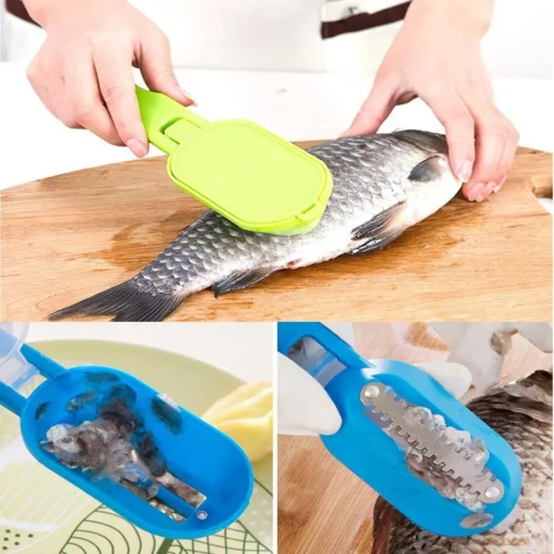Kitchen Tools Multi Function Fish Scales Scrapper Home Stainless Steel Blade Fish Scale Removing Brush