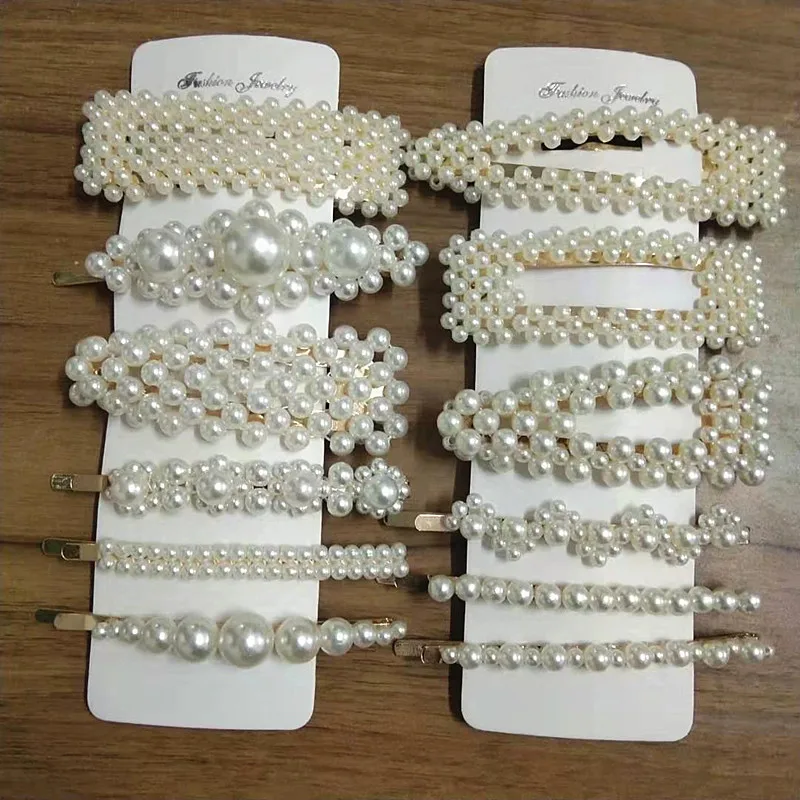 Pafu 6pcs Pearls Hair Clips for Women Girls Gift Fashion Artificial Pearl Barrettes Hairpins Snap Clips Hair Accessories