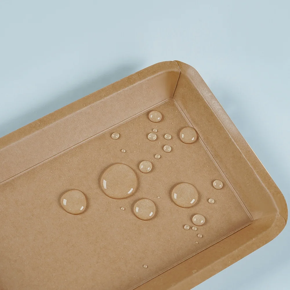disposable microwave plastic film inside oil proof fast food paper tray fast food paper tray kraft paper board food tray