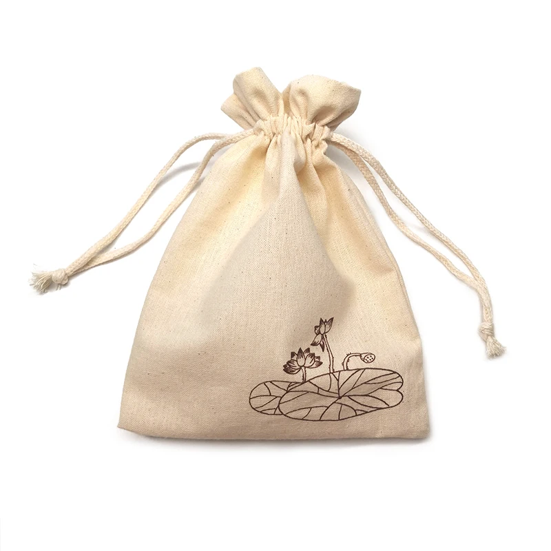 Дешевая мягкая муслиновая хлопковая Льняная сумка на шнурке