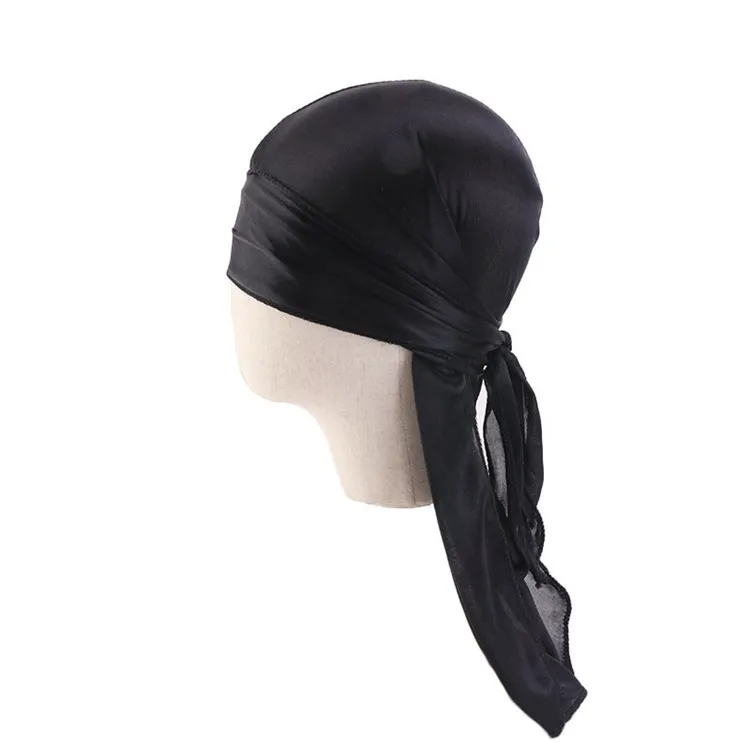 Wholesale Baby Custom Silky Soft Beanie Bandana Skull Durag With Long Tail Wide Straps Headwrap Pirate Cap Muslim Turban