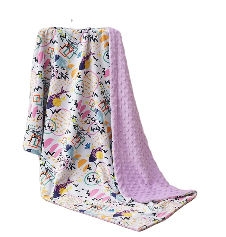 High weight double face polka dots minky fabric and custom printed minky fabric for blankets fabric