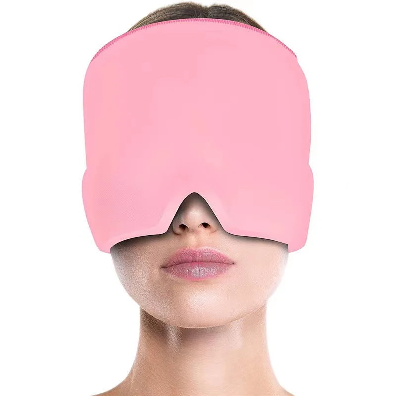 Kamas  migraine relief cap and neck wrap 2 pack ice kids heat pink hot and cold pack with eye holes