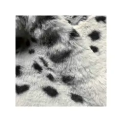 Black And White Tan Spots Leopard Print Faux Fake Rabbit Fur Fabric For Costume Fancy Coat
