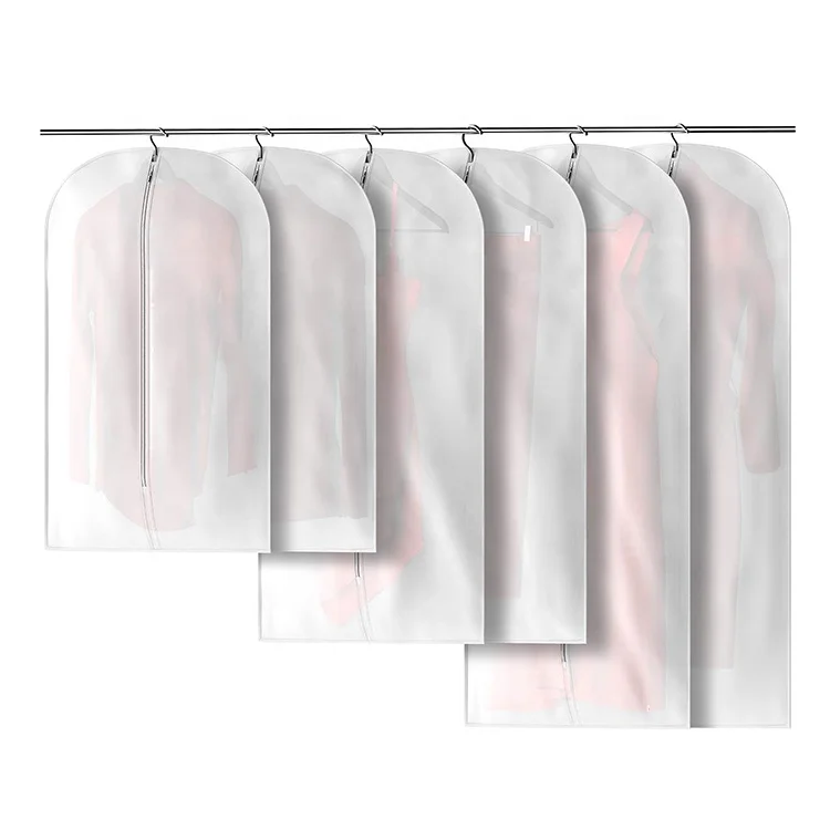 Clear Biodegradable Moth Proof Garment Bags, Hanging Cloth Covers,Breathable Waterproof Dress Garment Bag Dust Covers For Closet