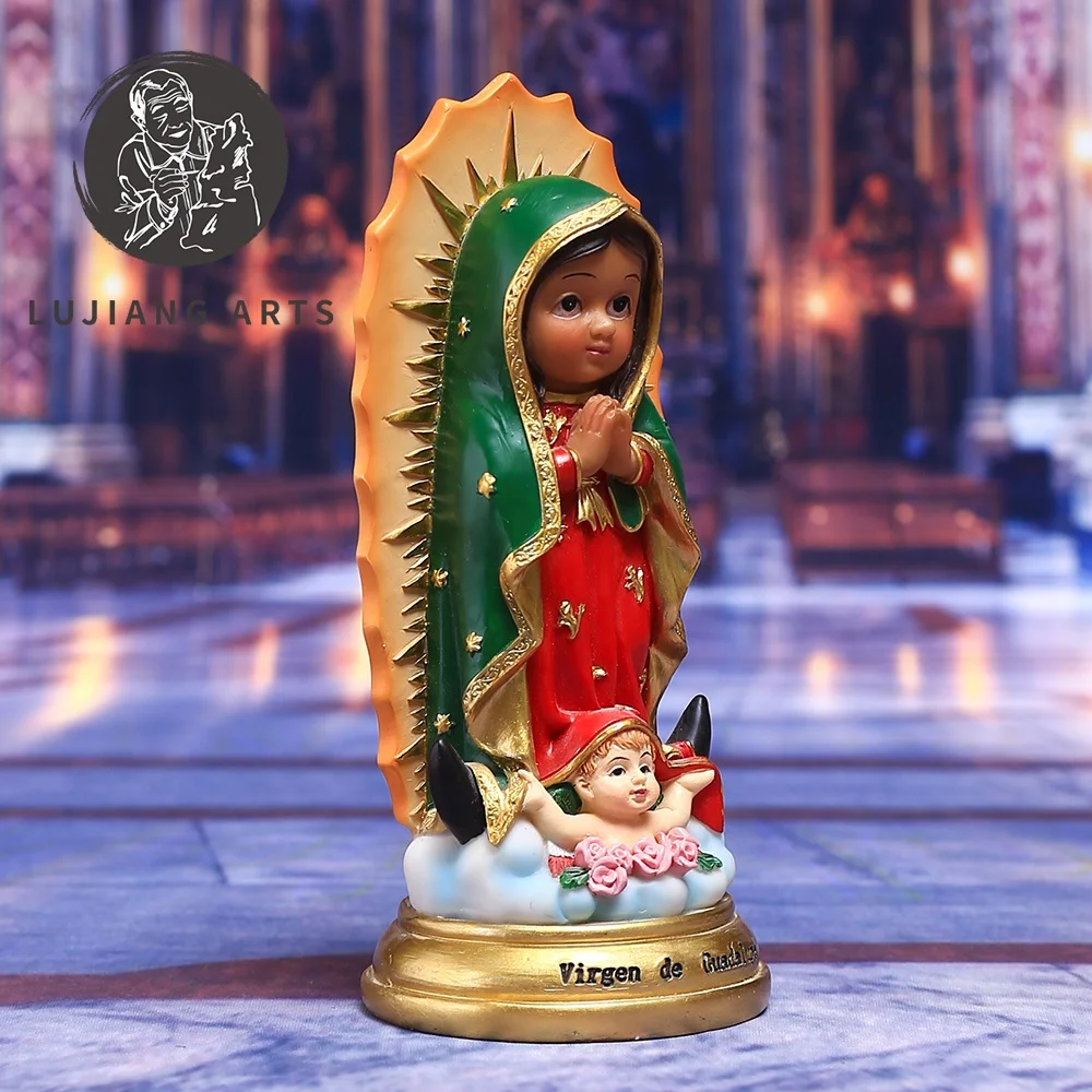 5inch Catholic Cartoon Our Lady of Guadalupe Statue Resin Sculpture Decoration Our Lady of Guadalupe Figurine Religious Gift