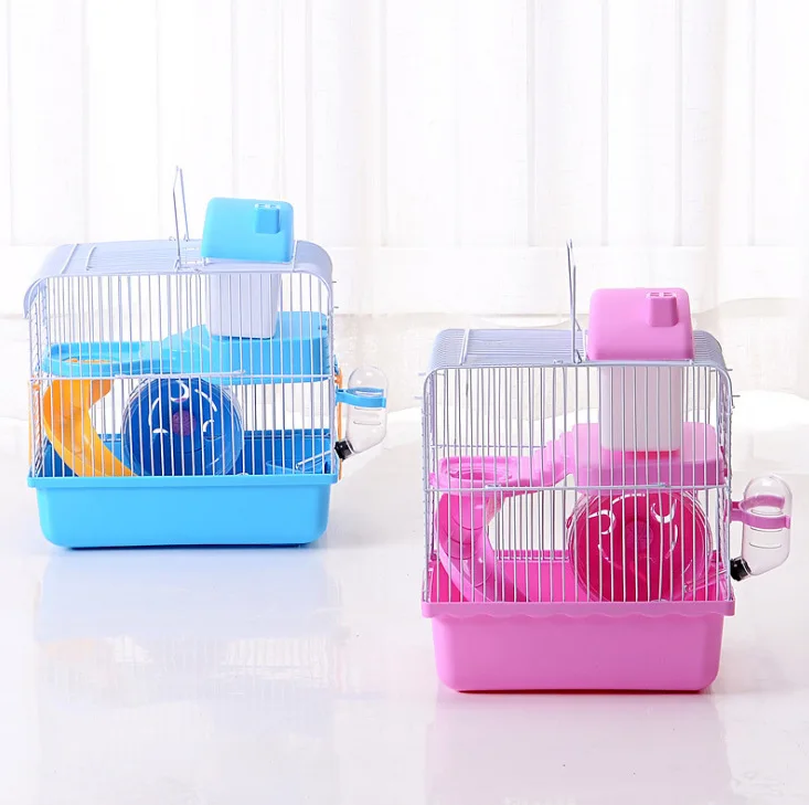 Hot Double Floor Luxury  Pet Houses Wire Mesh Plastic Small Hamster Cage