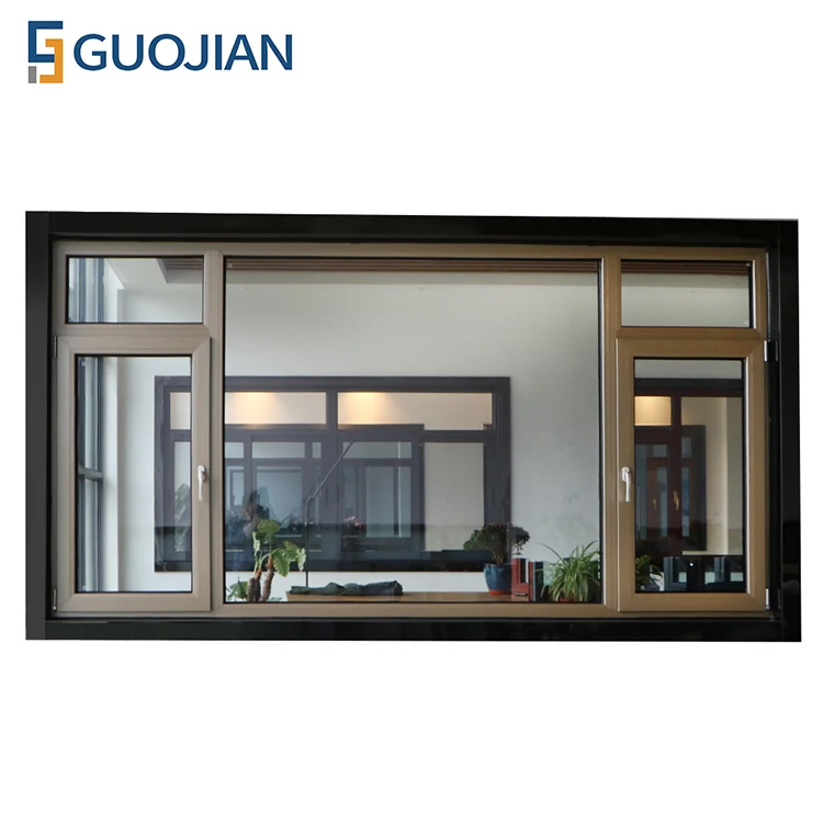 GUOJIAN UPVC plastic Unequal Tilt and turn casement Vinyl Window