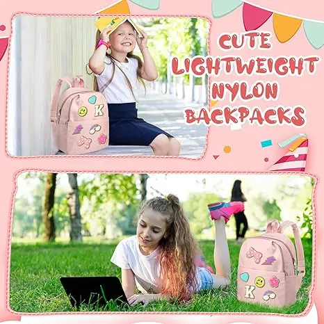 Preschool backpack for girls for children 2-5 years old, kindergarten primary school bag with cute patch, 13 inches tall