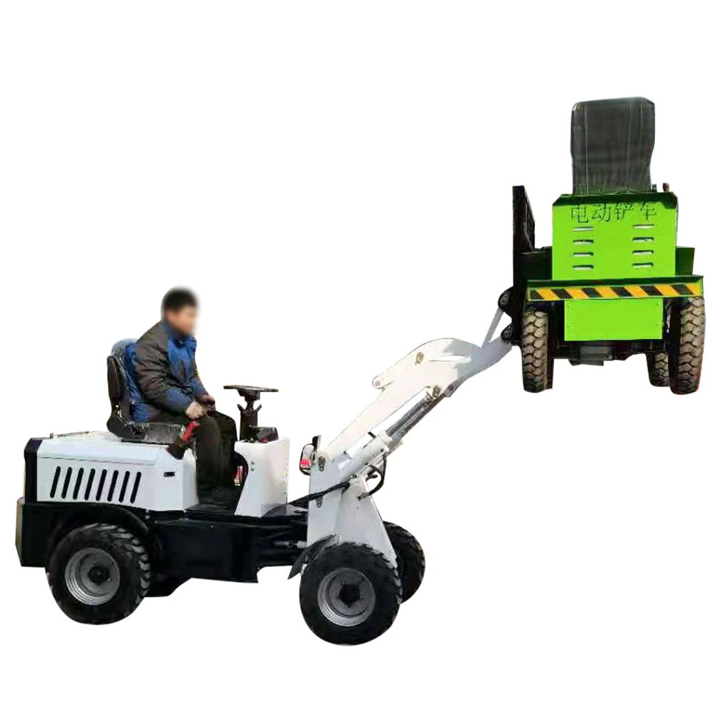 HTEL18-Wheel Mini Electric Skid Loader Small Front End Tractor with Bucket Attachment for Farm Industries