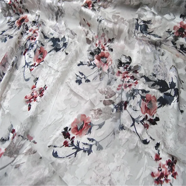 Elegant Floral Design Silk Opal Wide Width 54inches 140cm Silk Burn Out Fabric for Evening Dress