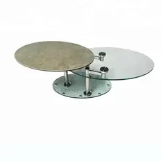 Modern functional  tempered glass top oval full swivel coffee table