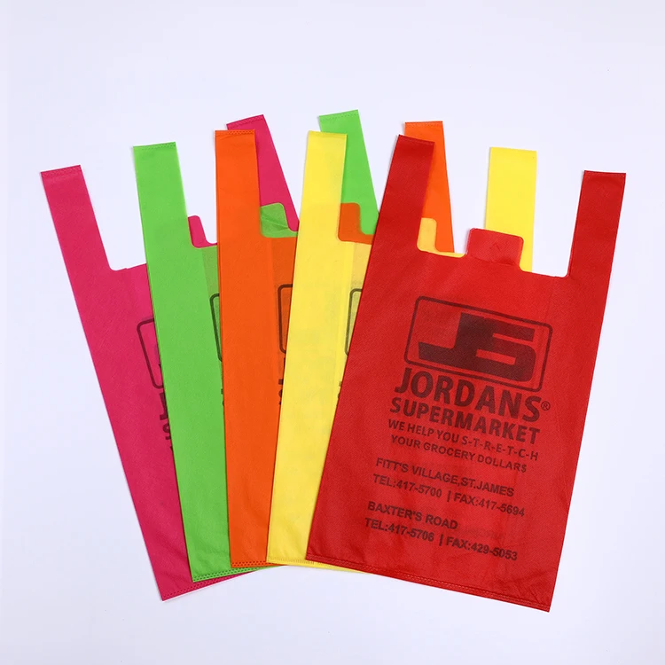 Manufacturer recycle thank you for shopping here non woven t-shirt bags die cut vest bags