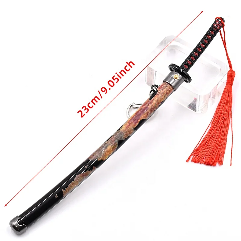 Factory  manufacturers mini katana sword keychain of hot game Elden metal press eject sword key chain metal red sword decoration