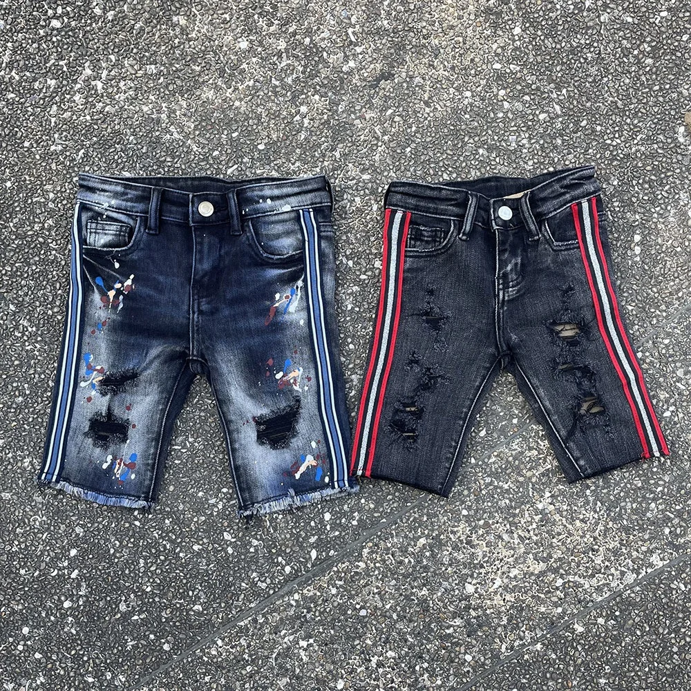 2022 New style Popular Camo Mini Kid Shorts Jean Kids shorts with side stripe Baby denim Shorts