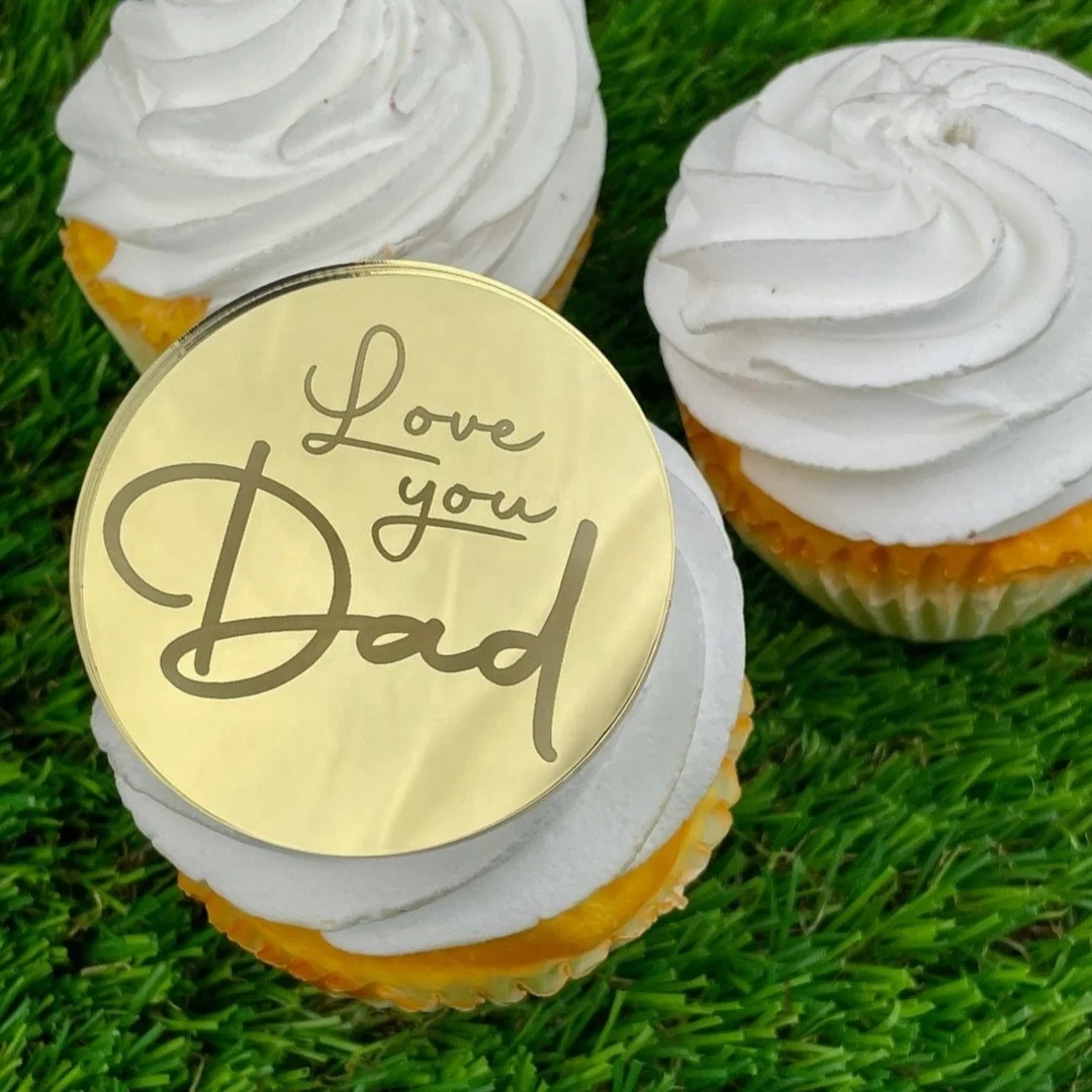 Fathers day disc mini acrylic cupcake topper for cake decoration