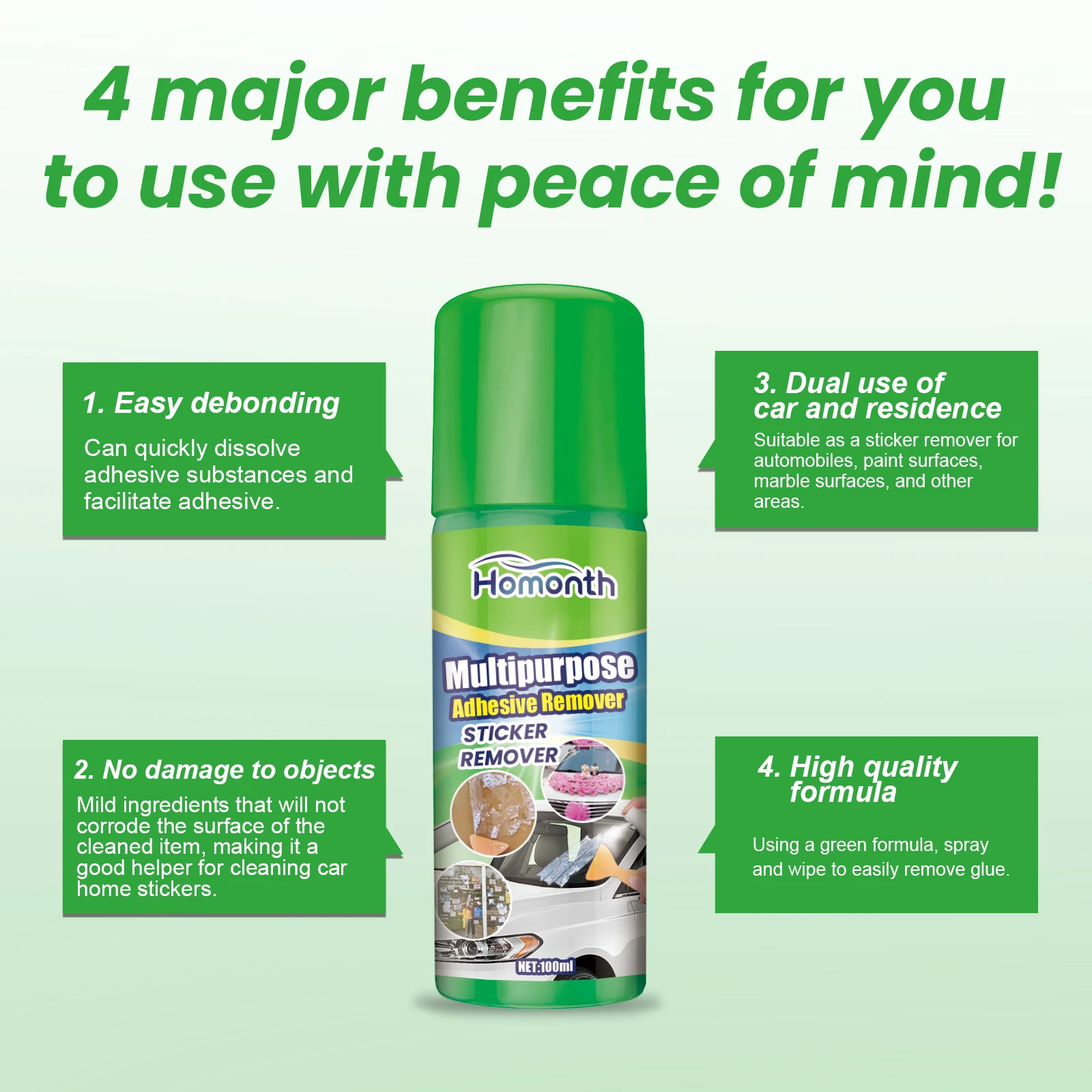 Homonth Adhesive Paper Easy Removal Multipurpose Super Glue Remover Deep Cleaning Glue Remover Spray