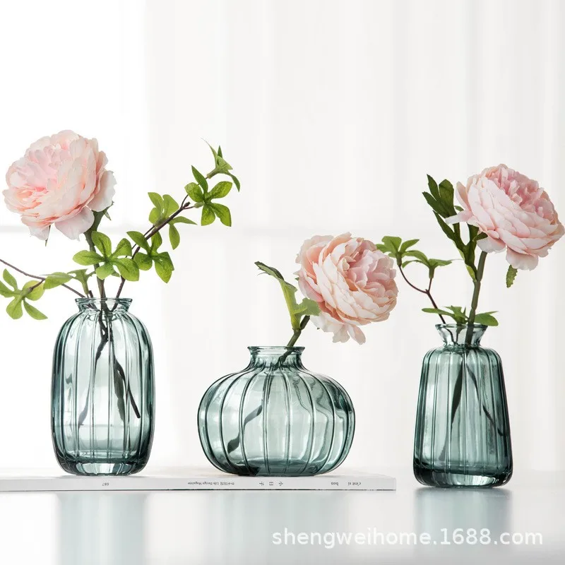 Wholesale Glass Vase Desktop Small Vase Living Room Decoration Can Be Customized Colors
