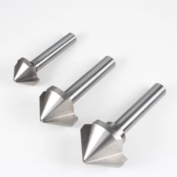 Set of 6 PCS 90 Degree 3 Flute HSS 4341 Countersink Cutter Titanium Coated Chamfer Cutter End Mill Drill Bits countersink set
