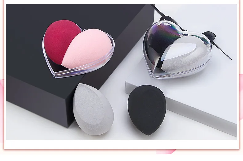 Косметические аксессуары 2020, супер милая губка для макияжа, блендер в красивом футляре в форме сердца для Дня Святого Валентина