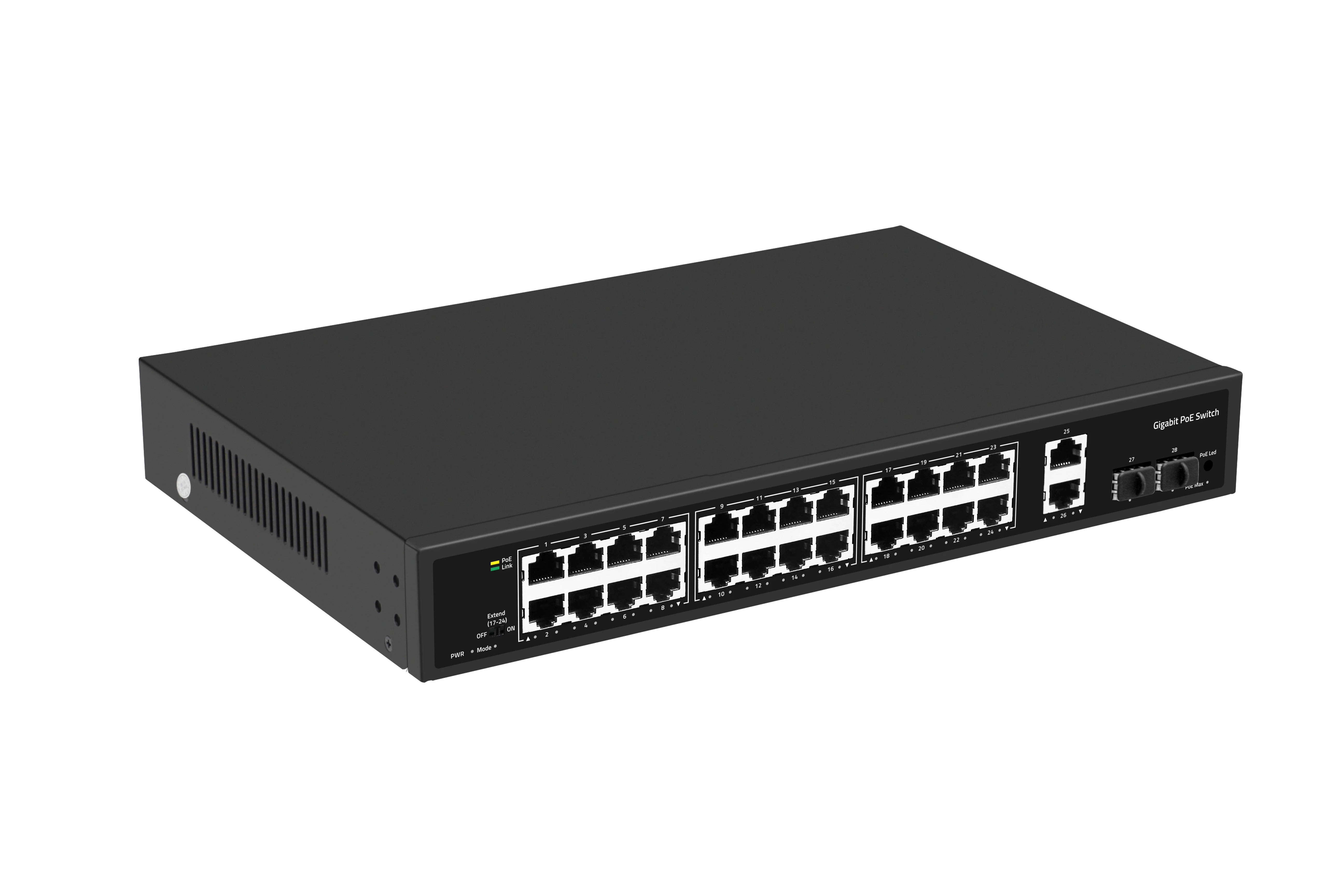 24CH POE Switch 10/100/1000M 24port 300W Gigabit 24x1G POE port 2x1G RJ45 ports 2 x1G SFP ports