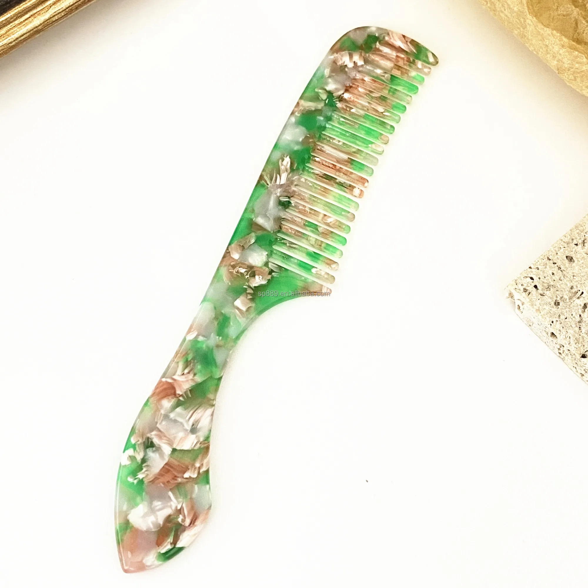 Manufacture Custom logo Handmade Cellulose Acetate Hair Comb  Plastic High Quality Acrylic Hair Comb