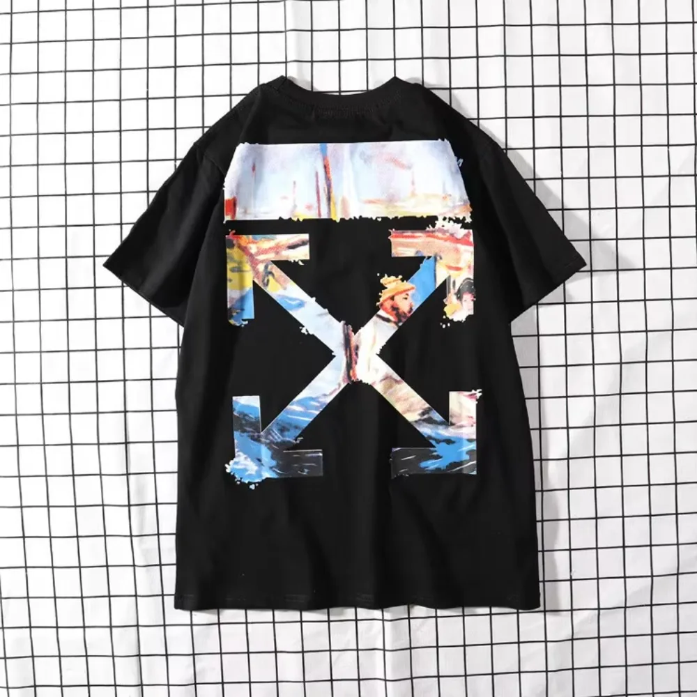 New Offs Wholesale High-quality 100% Cotton White Custom Brand Men T-shirts with Print Short Sleeve Unisex White T-shirt