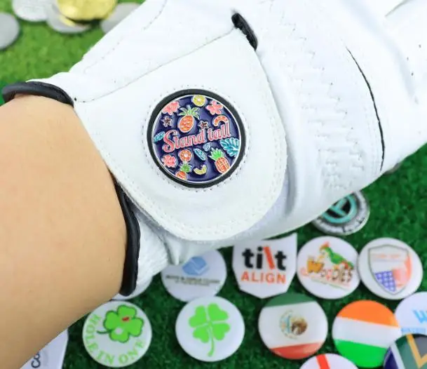 High Quality 25mm Customized Zinc Alloy Enamel Embossed Logo Golf Ball Marker Souvenir