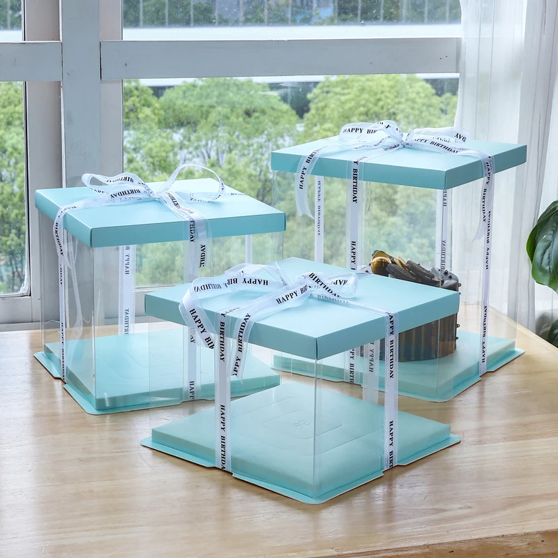 Wholesale Cheap High Quality Cake Box Plastic Birthday Custom Transparent Cake