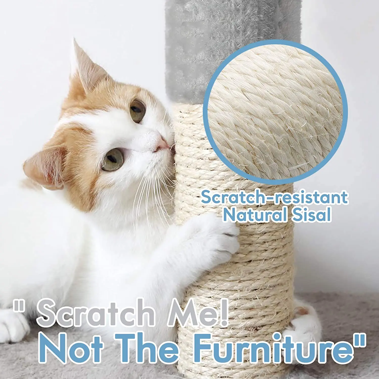 Wood Large Cat Tree Dark Grey Outdoor Cat Tower with Sisal-Covered Scratching Post Cat Condos Stand with Toys