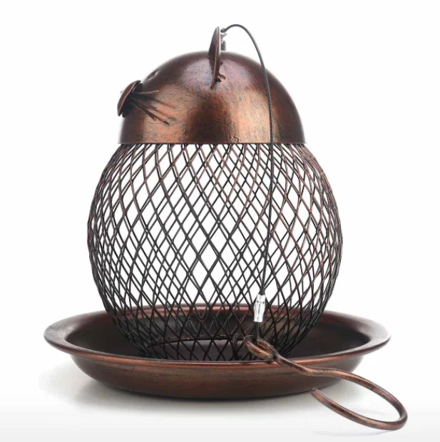 
Round Shaped Cat Design Metal Bird Feeder Hanging Led Outdoor Garden Solar Lights 