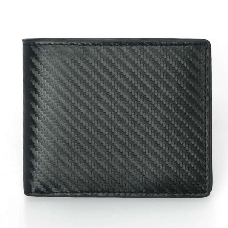 Custom Wholesale Carbon Fiber RFID Blocking Credit Card Holder Wallet Men Genuine Leather