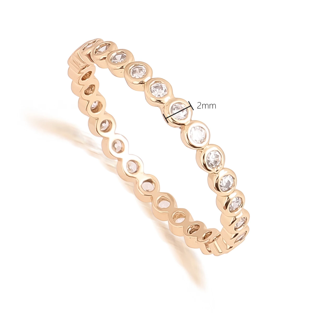 CM YIM Best Quality Simple Classic Style 18k Gold Plate CZ Diamond Wedding Band Ring For Women