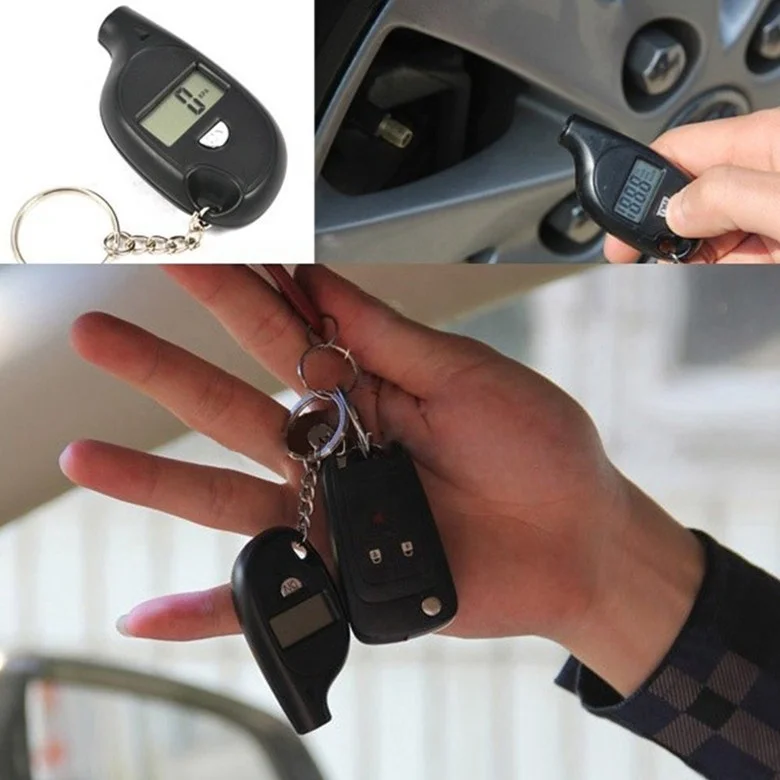 3V 12 Months Warranty portable Mini Keychain LCD Digital Car Tire Tyre Air Pressure Gauge