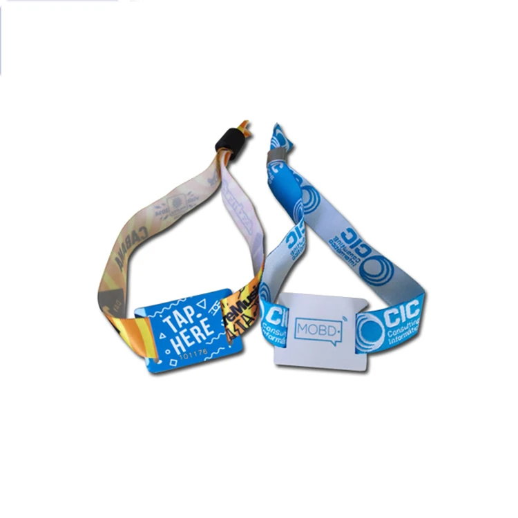 Customized passive RFID fabric wristband price Ntag 213 215 216 Braided wristband
