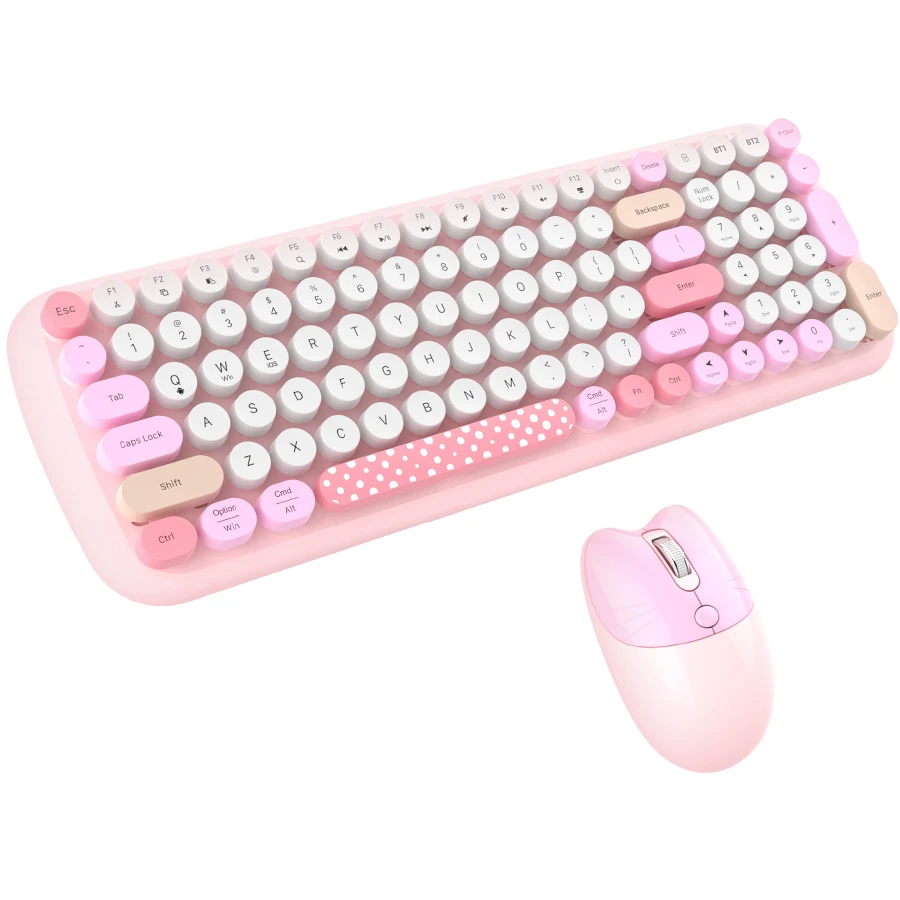 Selling 2.4G Mini Keyboard Jelly Candy Color Keyboard And Mouse Wireless Girly Pink Keyboard Mouse Set