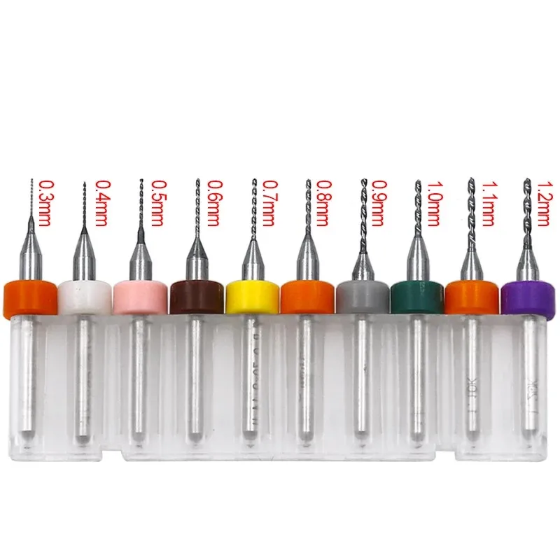 10pcs/set 0.3-1.2mm Tungsten Steel Carbide Mini PCB Drill Bit Print Circuit Board CNC Micro Drilling Bit Set