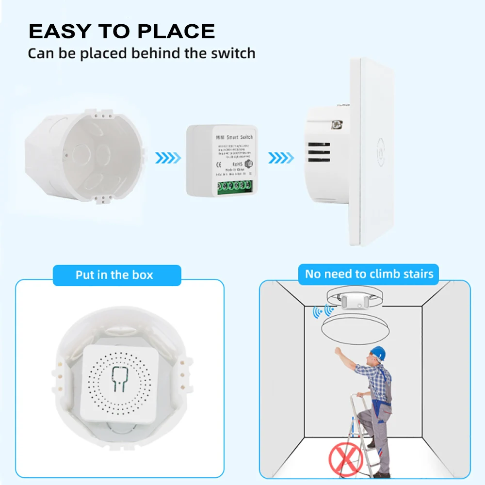 Tuya 16A Wifi Switch Mini Smart Breaker Electric for home appliances, Remote Control Works with Alexa Google DIY Home via Phone