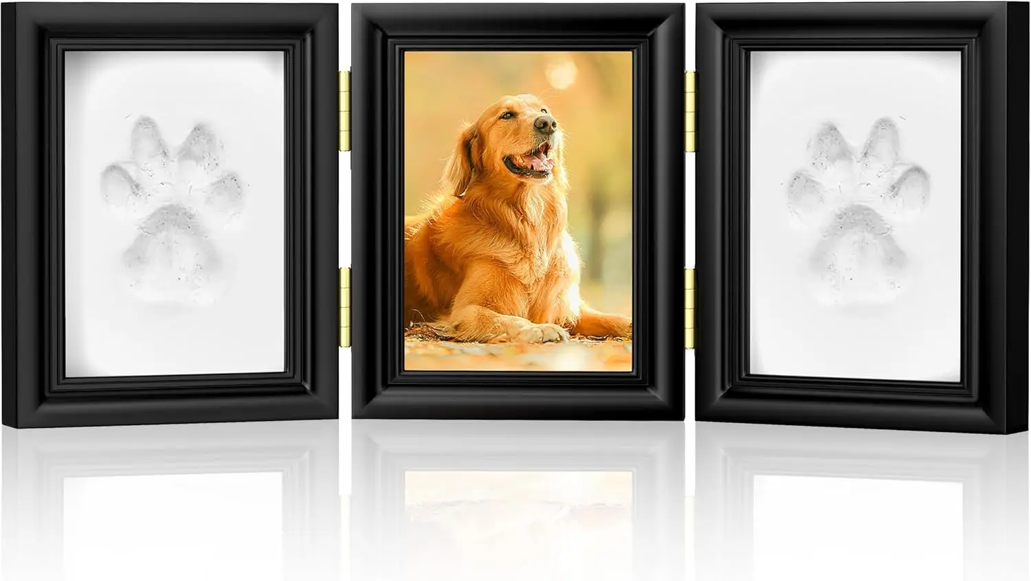 Pet Paw Print Keepsake Kit Wooden Photo Frame with Pet Paw Print Imprint Kit Memorial Clay Imprint Kit for Dog or Cat