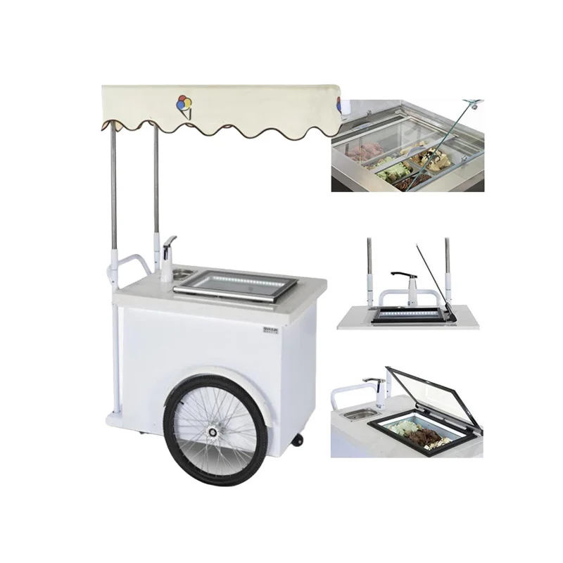 Hot Selling Vending Cart For Ice Cream And Popsicle Hand Push Gelato Trolley