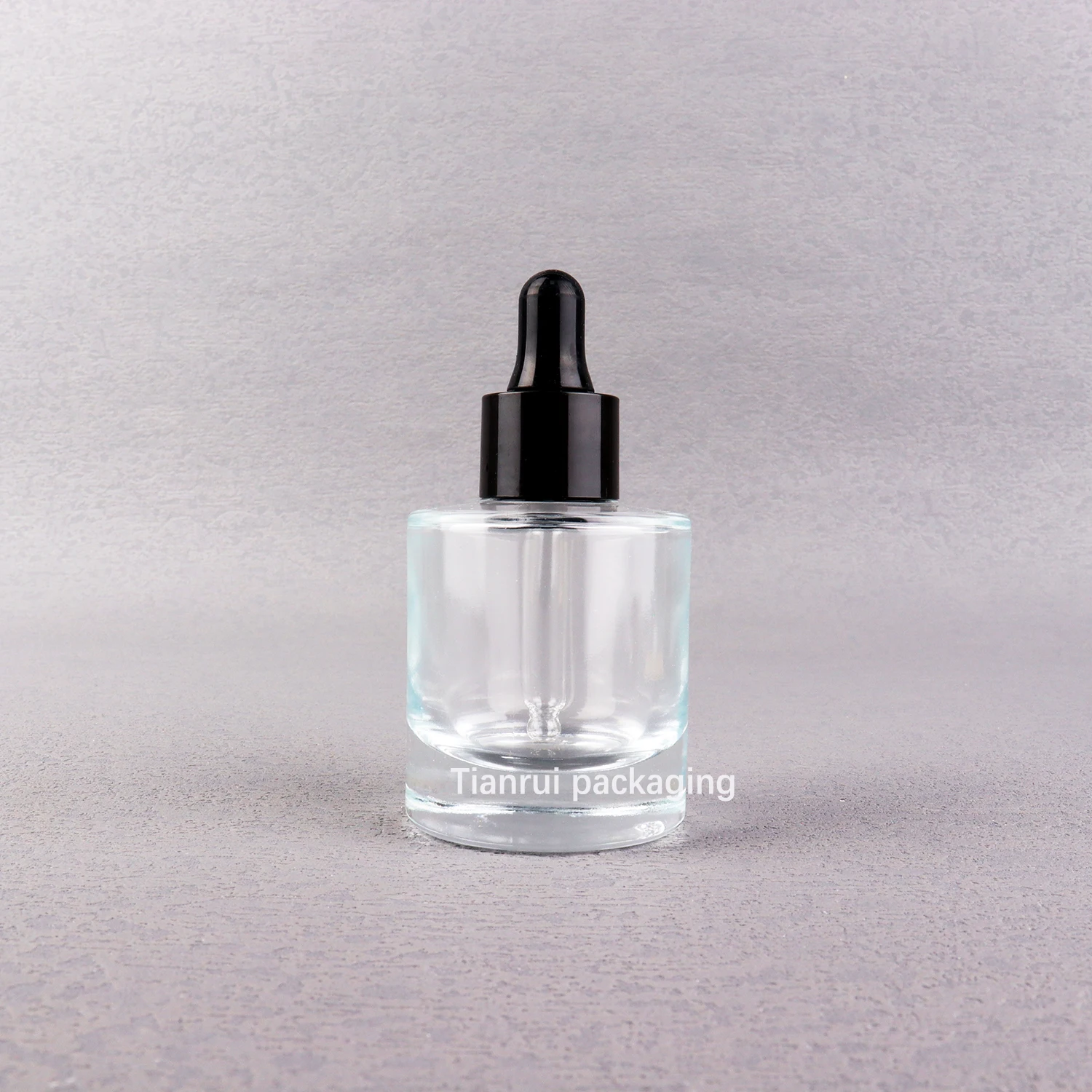 In Stock 40ml Thicken Flat Shoulder Glass Serum Bottles Transparent Cosmetic Essential Oil Dropper Bottle