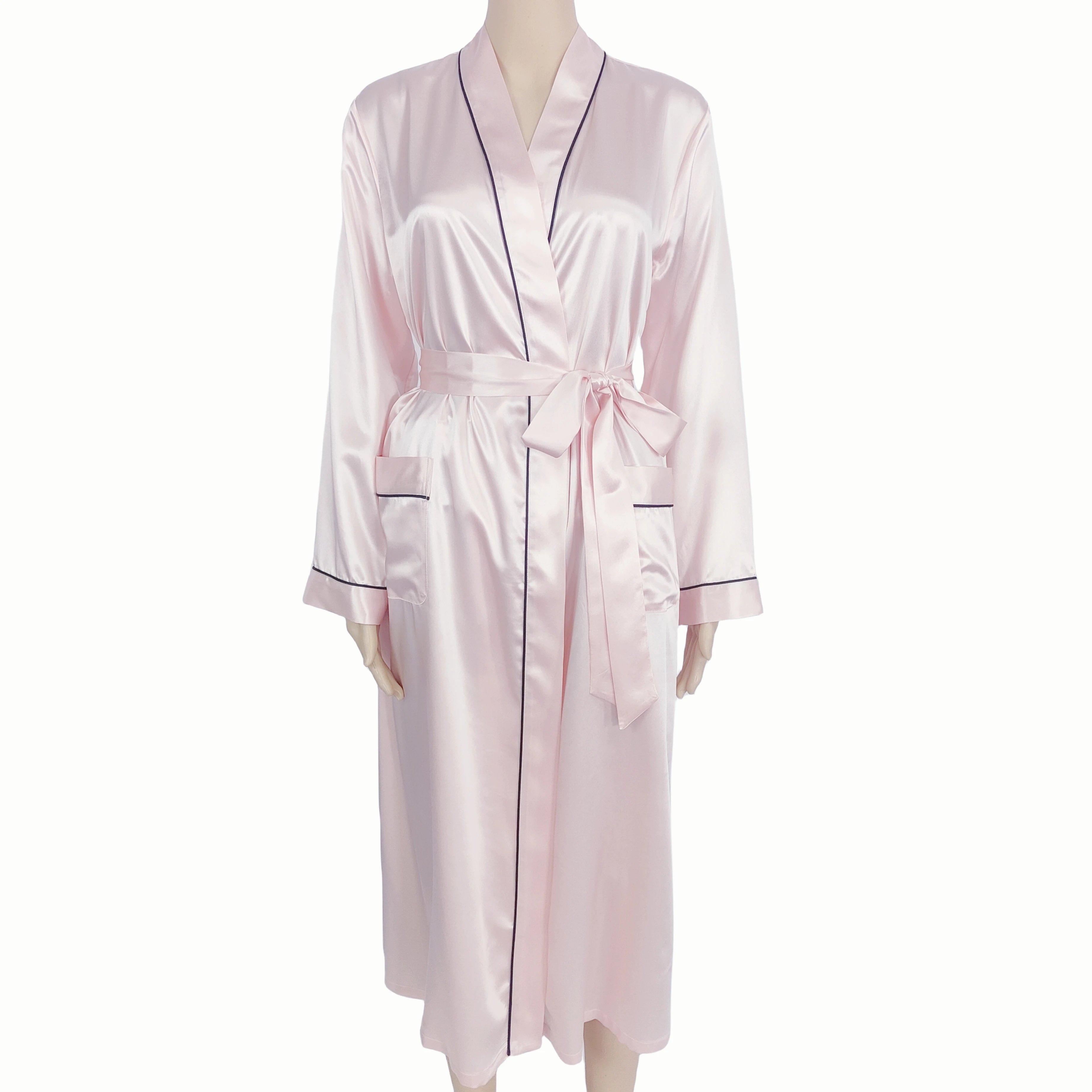 Wholesale Satin Robe Customized Logo Linen Color Snug Fit Breathable 100% Silk Robe